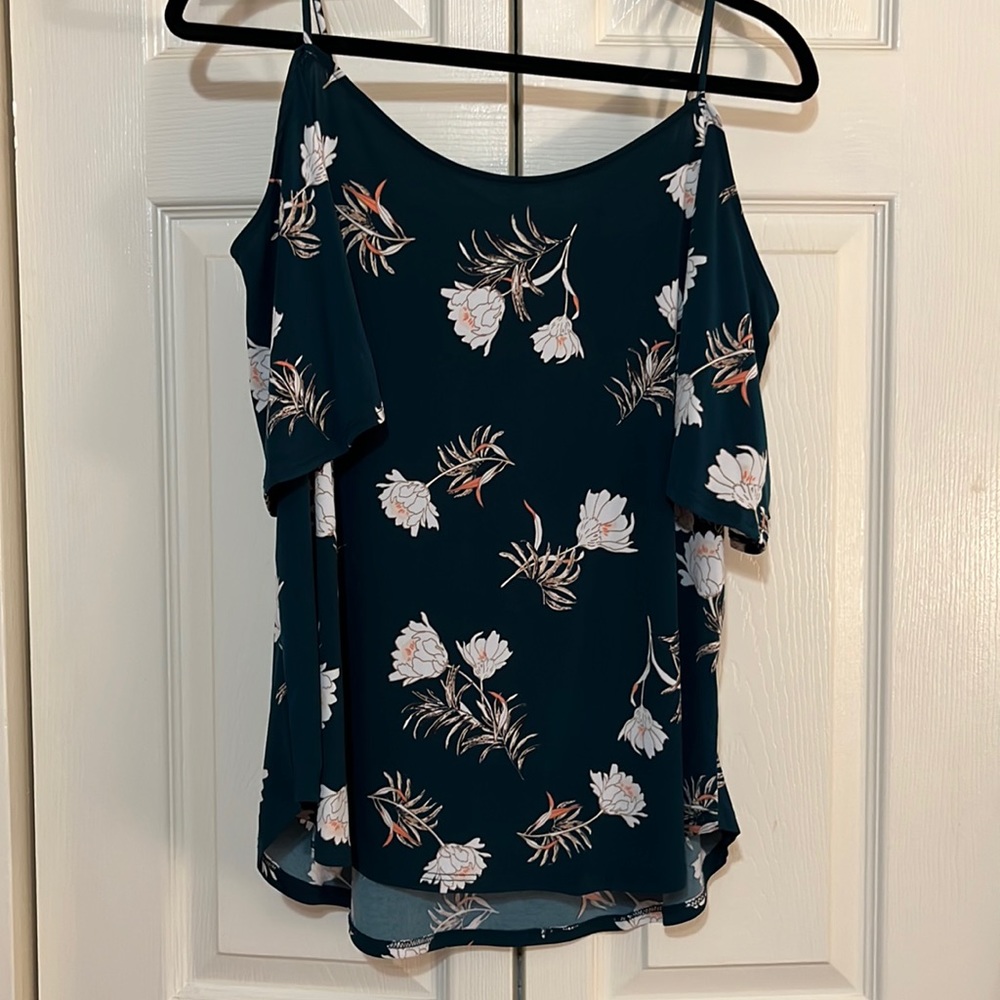 Dark green floral blouse